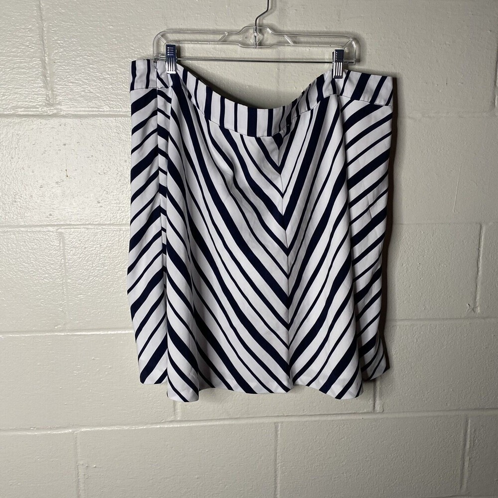 Lane Bryant Mini Skirt Women Plus sz 24/ 2x Blue White A-line Zip Lightweight - Picture 2 of 6